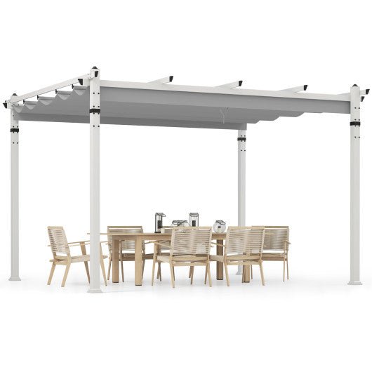  - Outdoor Pergola with Retractable Canopy and Aluminum Frame - Gray - Outdoor Style Company