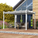  - Outdoor Pergola with Retractable Canopy and Aluminum Frame - Gray - Outdoor Style Company