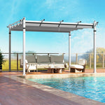  - Outdoor Pergola with Retractable Canopy and Aluminum Frame - Gray - Outdoor Style Company