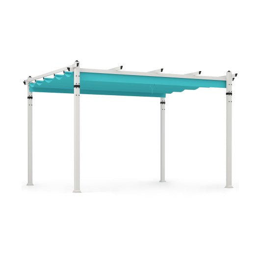  - Outdoor Pergola with Retractable Canopy and Aluminum Frame - Turquoise - Outdoor Style Company