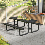  - Outdoor Picnic Table and Bench Set for 8 Person with Seats and Mesh Grid - Outdoor Style Company