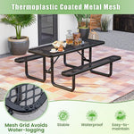  - Outdoor Picnic Table and Bench Set for 8 Person with Seats and Mesh Grid - Outdoor Style Company