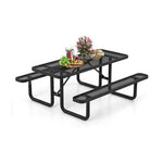  - Outdoor Picnic Table and Bench Set for 8 Person with Seats and Mesh Grid - Outdoor Style Company