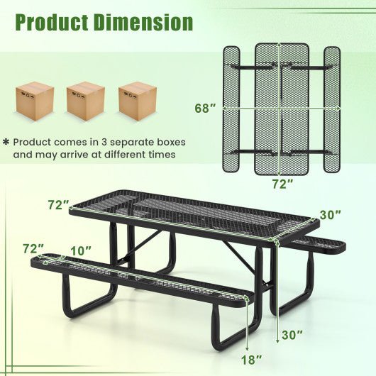  - Outdoor Picnic Table and Bench Set for 8 Person with Seats and Mesh Grid - Outdoor Style Company