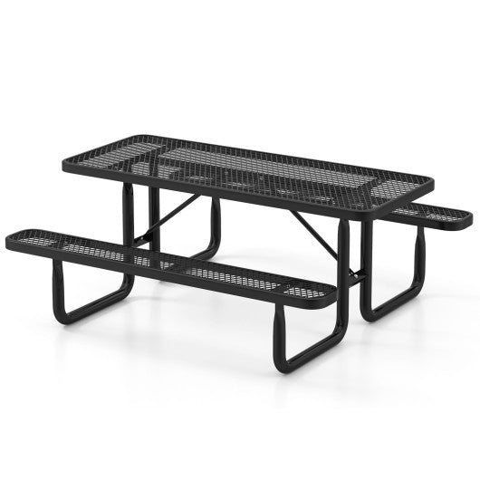  - Outdoor Picnic Table and Bench Set for 8 Person with Seats and Mesh Grid - Outdoor Style Company