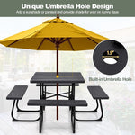  - Outdoor Picnic Table with 4 Benches and Umbrella Hole - Outdoor Style Company