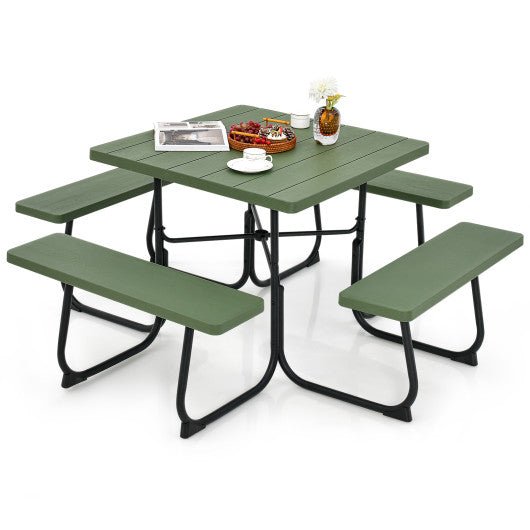  - Outdoor Picnic Table with 4 Benches and Umbrella Hole - Outdoor Style Company