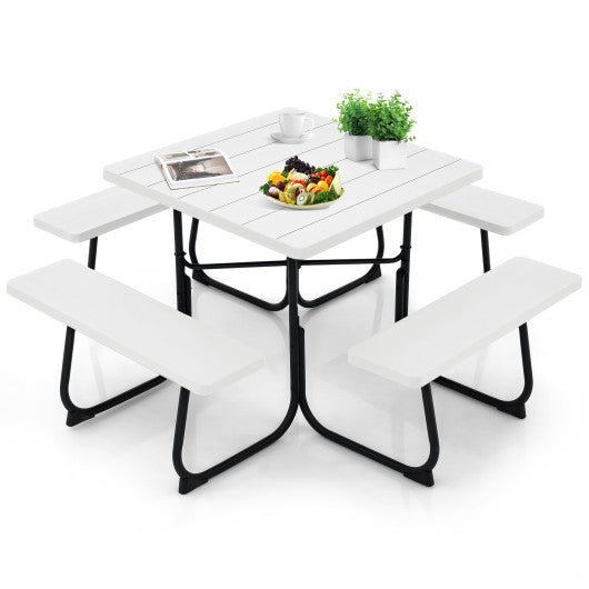  - Outdoor Picnic Table with 4 Benches and Umbrella Hole - Outdoor Style Company