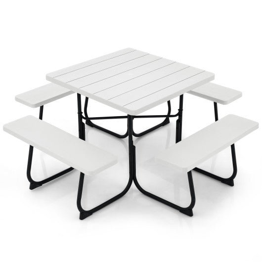  - Outdoor Picnic Table with 4 Benches and Umbrella Hole - Outdoor Style Company