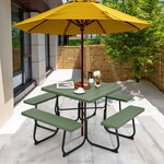  - Outdoor Picnic Table with 4 Benches and Umbrella Hole - Outdoor Style Company