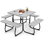  - Outdoor Picnic Table with 4 Benches and Umbrella Hole - Outdoor Style Company