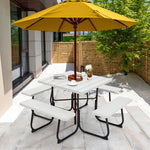  - Outdoor Picnic Table with 4 Benches and Umbrella Hole - Outdoor Style Company