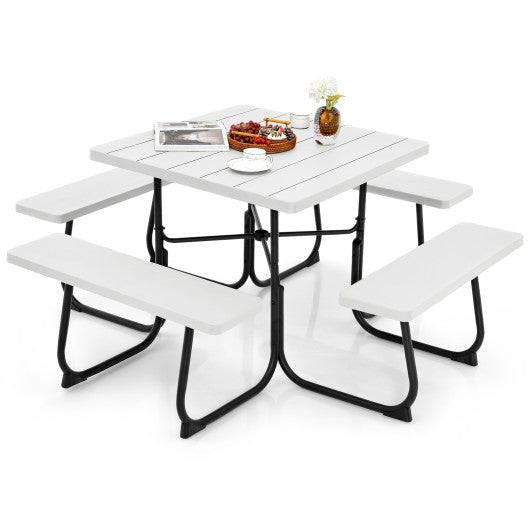  - Outdoor Picnic Table with 4 Benches and Umbrella Hole - Outdoor Style Company