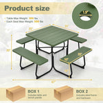  - Outdoor Picnic Table with 4 Benches and Umbrella Hole - Outdoor Style Company