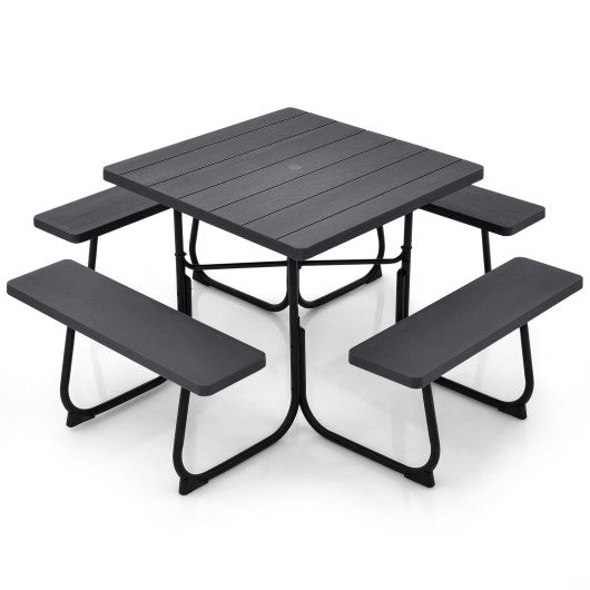  - Outdoor Picnic Table with 4 Benches and Umbrella Hole - Outdoor Style Company