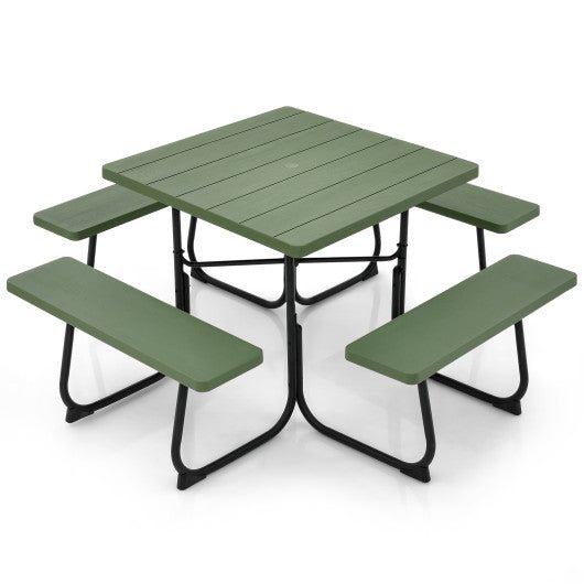  - Outdoor Picnic Table with 4 Benches and Umbrella Hole - Outdoor Style Company