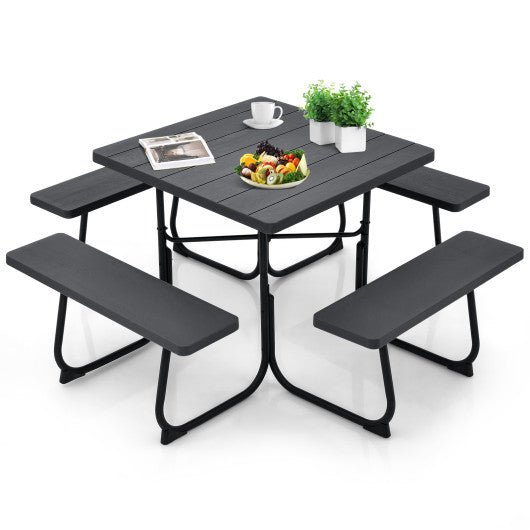  - Outdoor Picnic Table with 4 Benches and Umbrella Hole - Outdoor Style Company