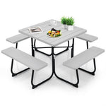  - Outdoor Picnic Table with 4 Benches and Umbrella Hole - Outdoor Style Company