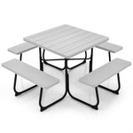  - Outdoor Picnic Table with 4 Benches and Umbrella Hole - Outdoor Style Company