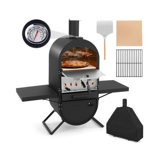  - Outdoor Pizza Oven with 600D Oxford Fabric Cover 12 Inch Pizza Stone and Cooking Grill - Outdoor Style Company