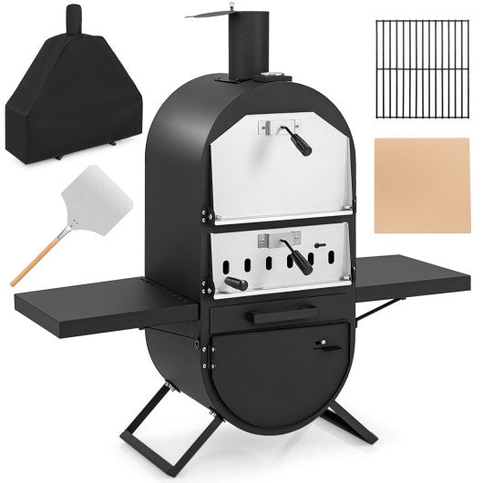  - Outdoor Pizza Oven with 600D Oxford Fabric Cover 12 Inch Pizza Stone and Cooking Grill - Outdoor Style Company