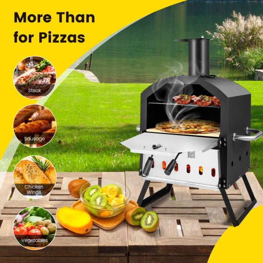  - Outdoor Pizza Oven with Anti - scalding Handles and Foldable Legs - Outdoor Style Company