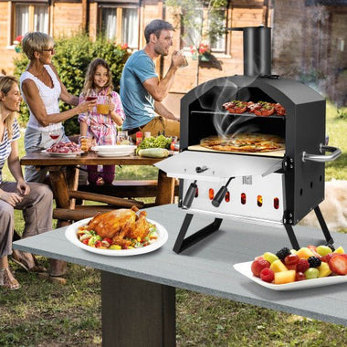  - Outdoor Pizza Oven with Anti - scalding Handles and Foldable Legs - Outdoor Style Company