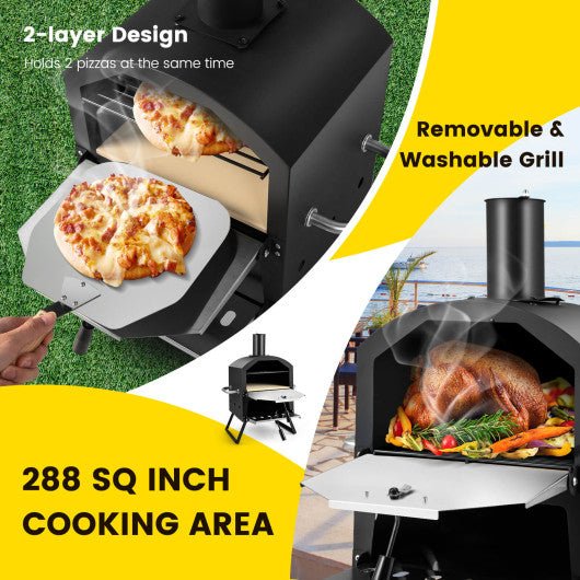  - Outdoor Pizza Oven with Anti - scalding Handles and Foldable Legs - Outdoor Style Company