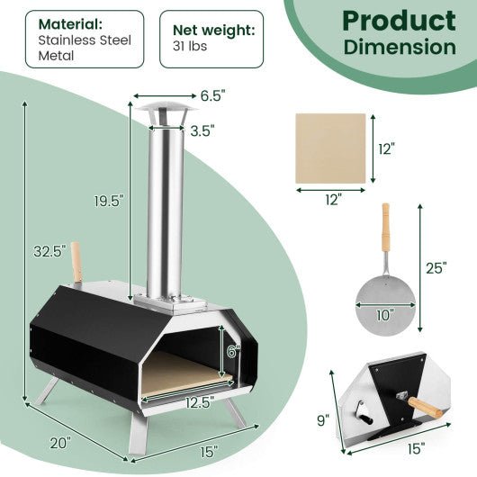  - Outdoor Pizza Oven with Pizza Stone and Foldable Legs for Camping - Outdoor Style Company