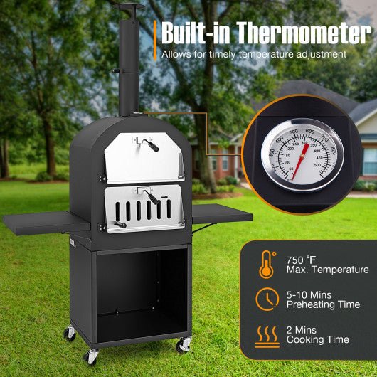  - Outdoor Pizza Oven with Protective Cover and Grill Racks and Built - in Thermometer - Outdoor Style Company