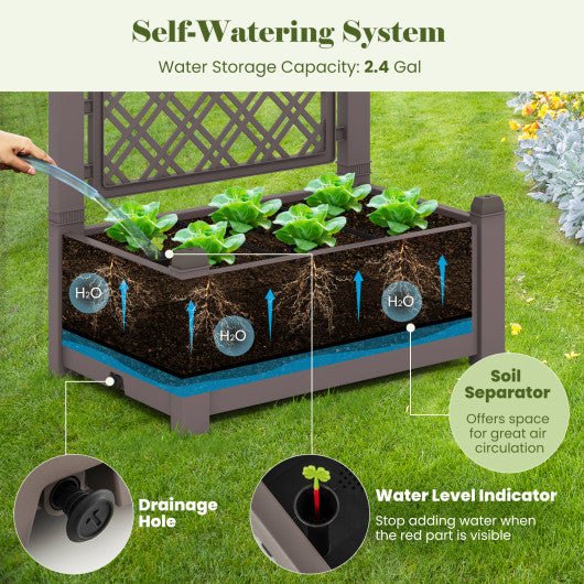  - Outdoor Planter Box Self - Watering Raised Garden Bed Trellis with Water Level Indicator - Outdoor Style Company