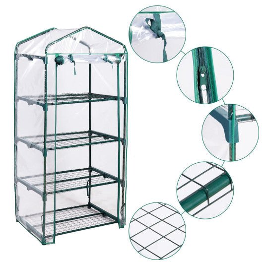  - Outdoor Portable Mini 4 Shelves Greenhouse - Outdoor Style Company