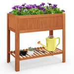  - Outdoor Raised Garden Bed Fir Wood Planter Box with Bottom Storage Shelf and Protective Liner - Outdoor Style Company