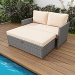  - Outdoor Rattan Daybed Wicker Loveseat and 31 Gallon Storage Ottoman - Outdoor Style Company