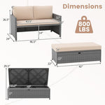  - Outdoor Rattan Daybed Wicker Loveseat and 31 Gallon Storage Ottoman - Outdoor Style Company