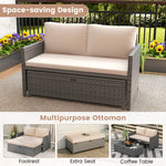  - Outdoor Rattan Daybed Wicker Loveseat and 31 Gallon Storage Ottoman - Outdoor Style Company