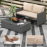  - Outdoor Rattan Daybed Wicker Loveseat and 31 Gallon Storage Ottoman - Outdoor Style Company