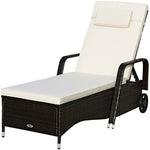  - Outdoor Recliner Cushioned Chaise Lounge with Adjustable Backrest - Outdoor Style Company