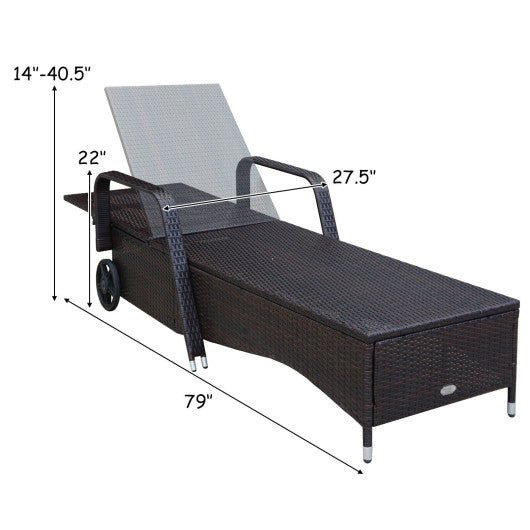  - Outdoor Recliner Cushioned Chaise Lounge with Adjustable Backrest - Outdoor Style Company