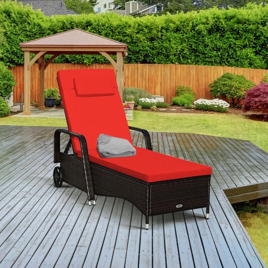  - Outdoor Recliner Cushioned Chaise Lounge with Adjustable Backrest - Outdoor Style Company