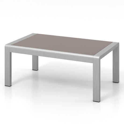  - Outdoor Rectangle Coffee Table with Tempered Glass Tabletop for Backyard Poolside - Outdoor Style Company