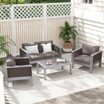  - Outdoor Rectangle Coffee Table with Tempered Glass Tabletop for Backyard Poolside - Outdoor Style Company