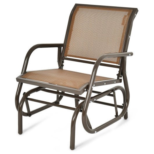  - Outdoor Single Swing Glider Rocking Chair with Armrest - Outdoor Style Company