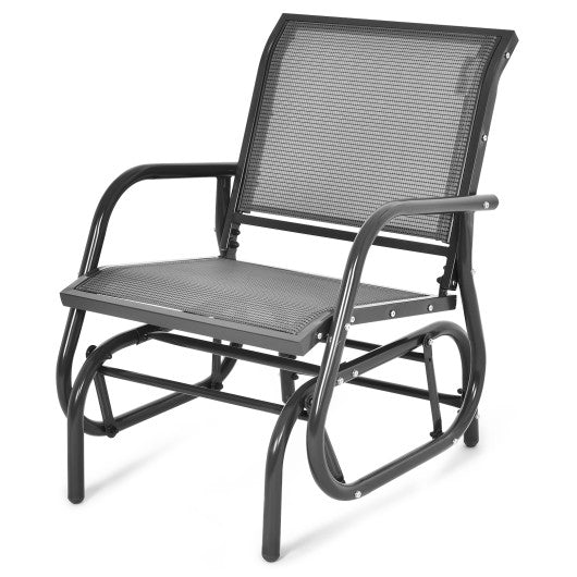  - Outdoor Single Swing Glider Rocking Chair with Armrest - Outdoor Style Company