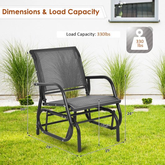  - Outdoor Single Swing Glider Rocking Chair with Armrest - Outdoor Style Company