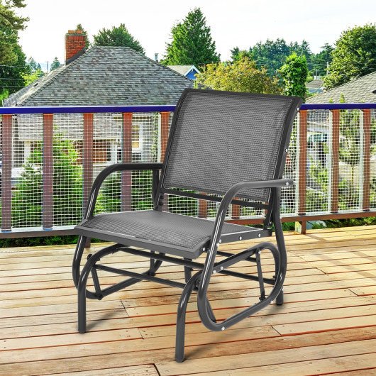  - Outdoor Single Swing Glider Rocking Chair with Armrest - Outdoor Style Company