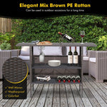  - Outdoor Wicker Bar Table with 2 Metal Mesh Shelves - Outdoor Style Company