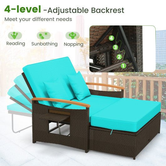  - Outdoor Wicker Daybed with Folding Panels and Storage Ottoman - Outdoor Style Company