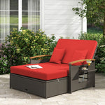  - Outdoor Wicker Daybed with Folding Panels and Storage Ottoman - Outdoor Style Company