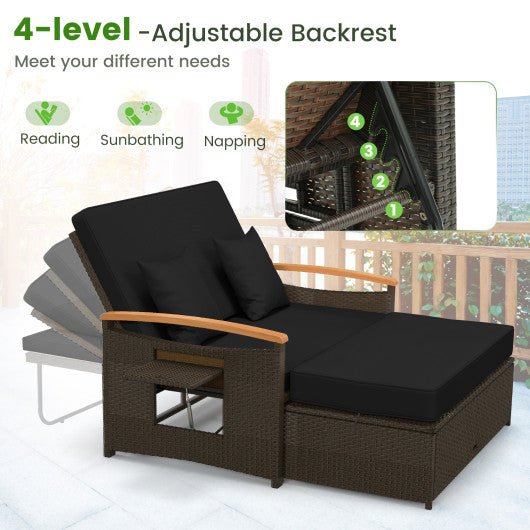  - Outdoor Wicker Daybed with Folding Panels and Storage Ottoman - Outdoor Style Company